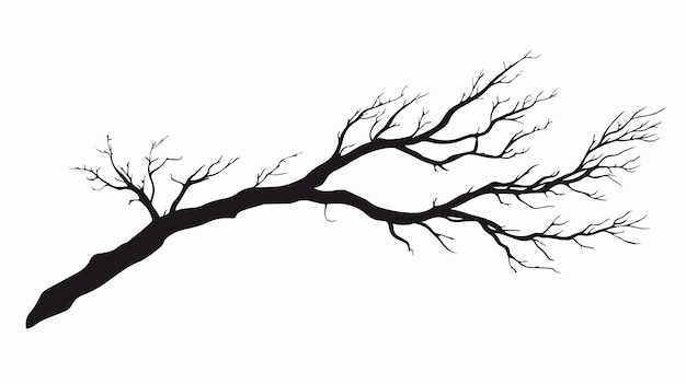 Handdrawn Tree Branch Vector Icon Doodle Silhouette