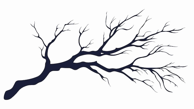 Handdrawn Tree Branch Vector Icon Doodle Silhouette