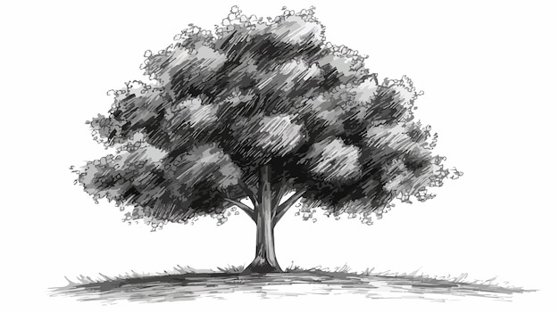 Handdrawn Tree Sketch in Pencil Vector Illustration