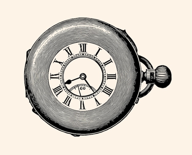 Vector handdrawn vector drawing sketch background of a antique pocket watch vintage