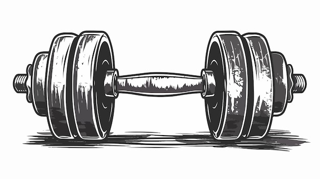 Handdrawn Vector Dumbbell Fitness Icon Illustration