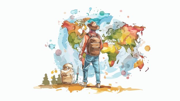 Vector handdrawn vector of exploring this great world