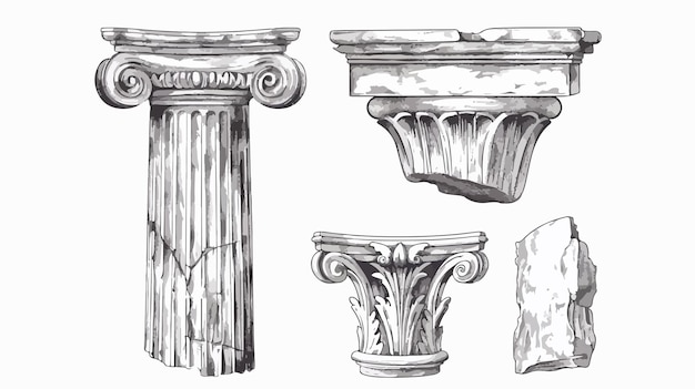 Vector handdrawn vector illustration of ancient column part