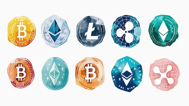 Vector handdrawn vector illustration of crypto currency coding concept