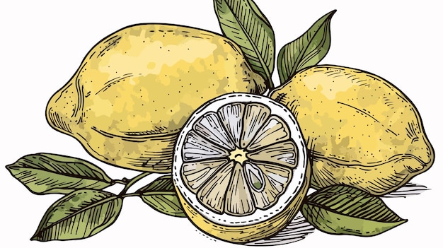 Vector handdrawn vector illustration of exotic fruit lemon