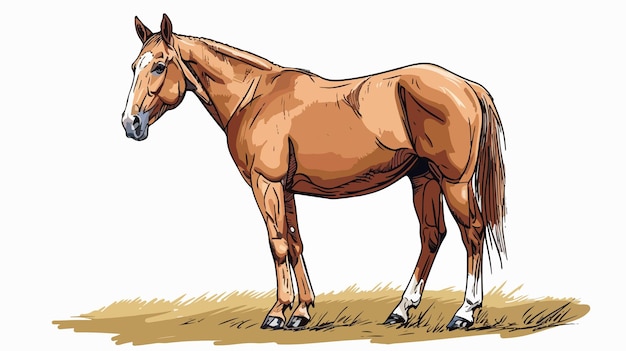 Vector handdrawn vector illustration of horse farm animal