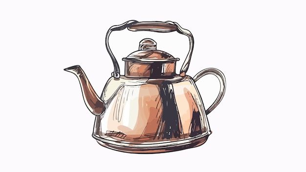 Vector handdrawn vector illustration of hot tea kettle