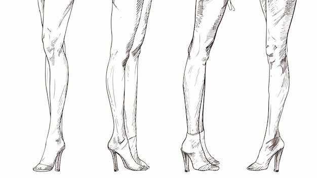 Handdrawn Vector Illustration of Lined Female Legs