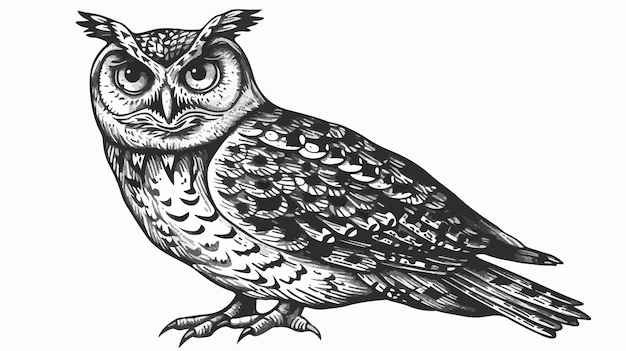 Handdrawn Vector Illustration of Owl Bird for Creative Designs