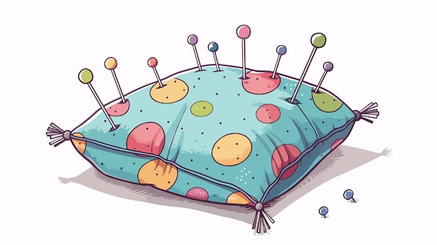 Vector handdrawn vector illustration of pillow with pins