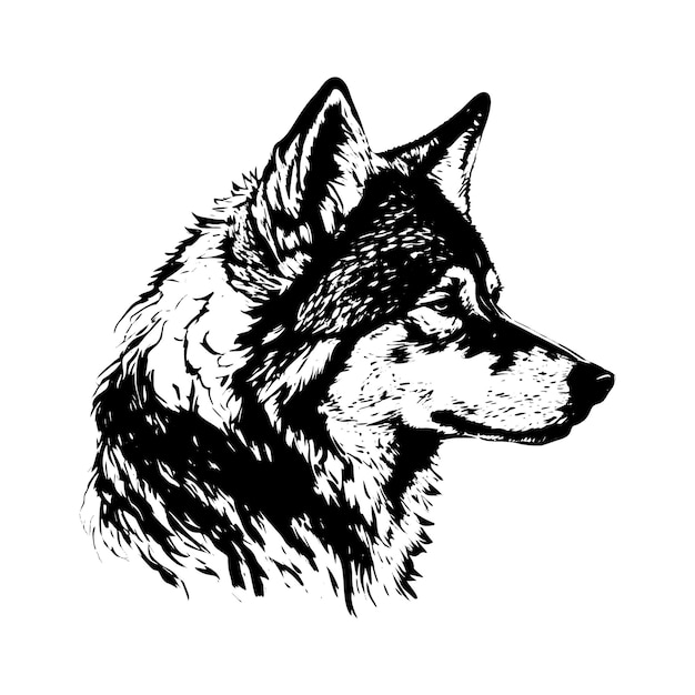 A handdrawn vector illustration sketch of a wolf a wild animal of the canine family