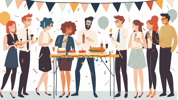 Vector handdrawn vector of office party preparation