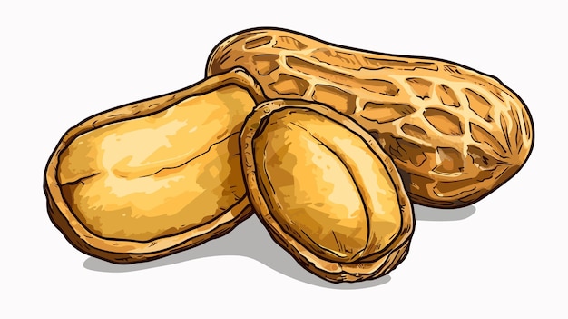 Handdrawn Vector Peanut Nut Half Illustration