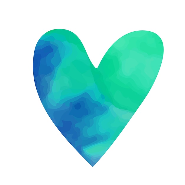 Handdrawn watercolor turquoise heart for design