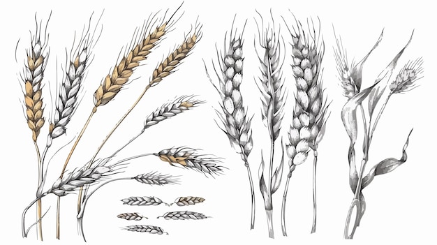 Vector handdrawn wheat plant ear vector illustration