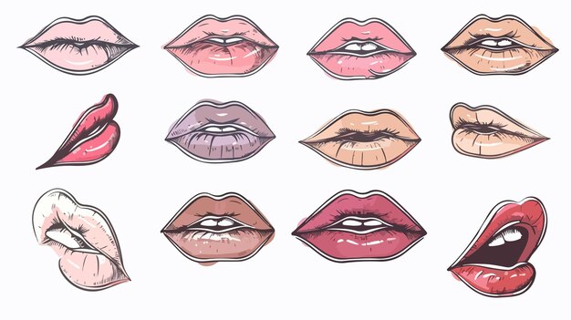 Vector handdrawn women lips icon vector illustration