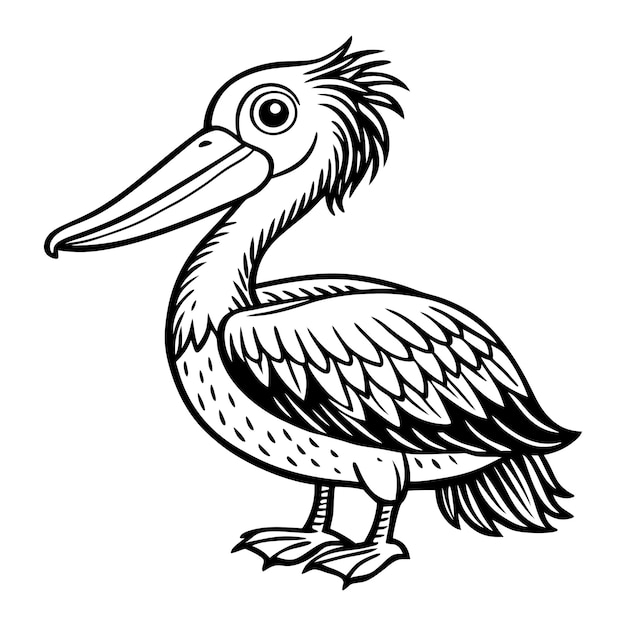 Handdrawnpelicancartoonvector