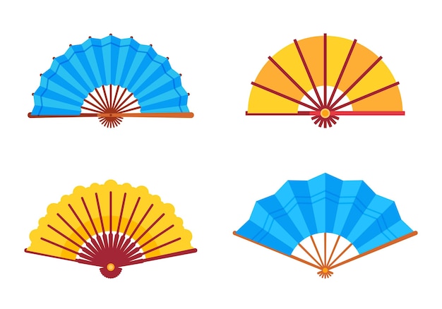 Handheld fan Traditional chinese or japanese accessory Open colorful asian culture souvenirs Folding cooling hand fans