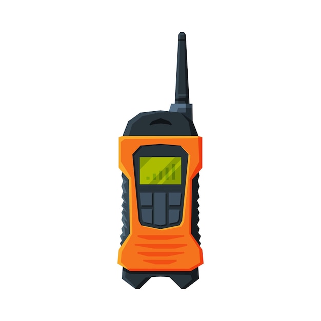 Handheld Radio Transmitter Modern Orange and Black Portable Radio Device Flat Vector Illustration