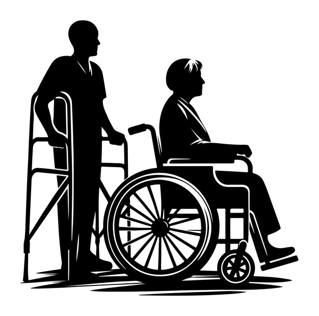 Vector handicapped and wheelchair person silhouette vector illustration