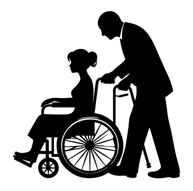 Vector handicapped and wheelchair person silhouette vector illustration