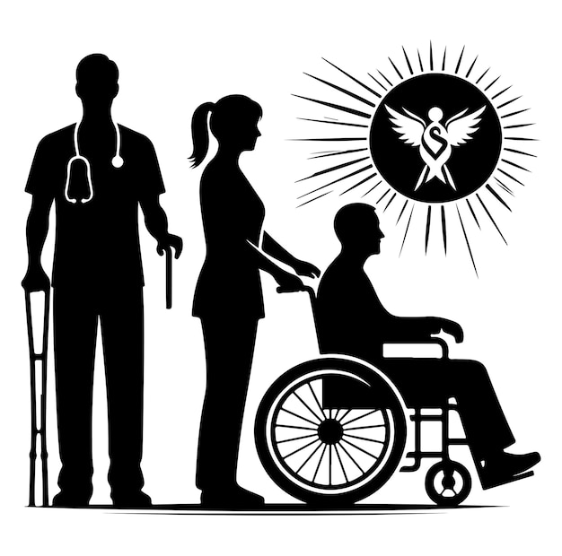 Vector handicapped and wheelchair person silhouette vector illustration