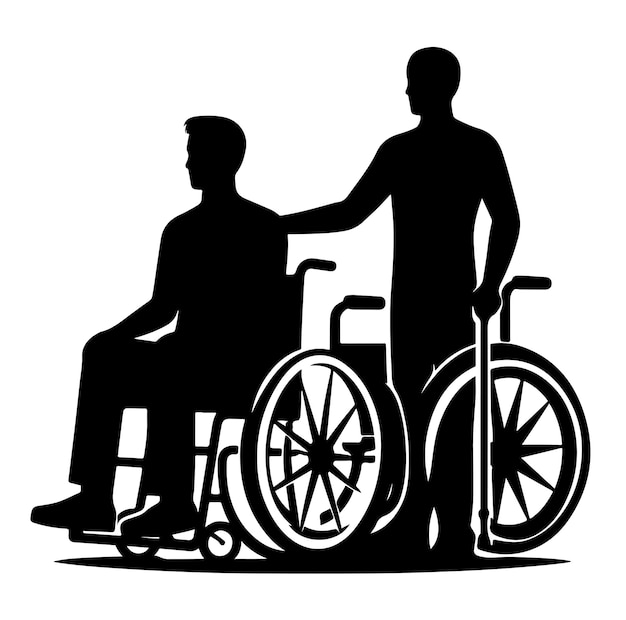 Vector handicapped and wheelchair person silhouette vector illustration