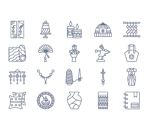 Handmade and craft icon set