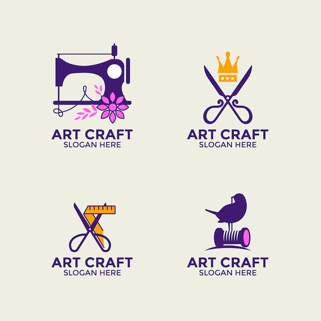 Handmade craft and knitting vector logo design