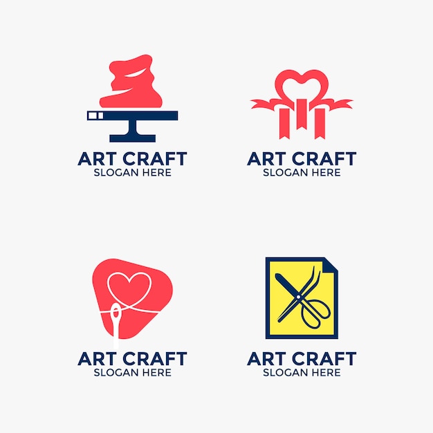 Handmade craft and knitting vector logo design