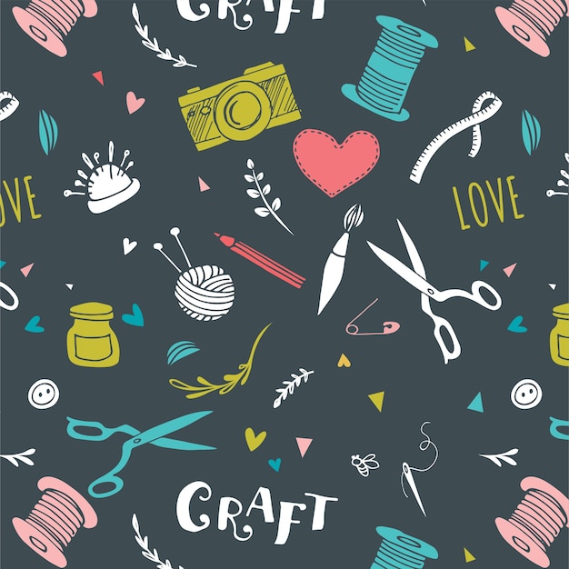 Handmade, crafts patterns and vector hand drawn