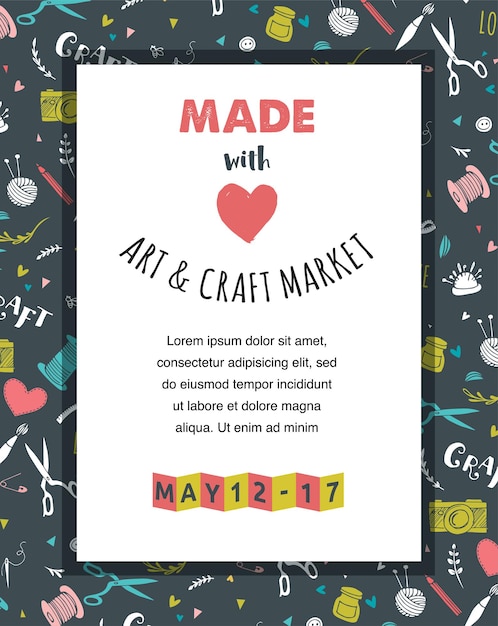 Vector handmade, crafts workshop, art fair and festival poster