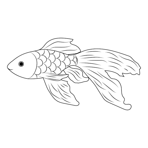 Handmade goldfish in doodl style Vector illustration