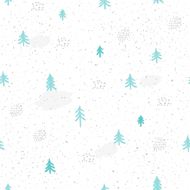 Handmade spruce forest seamless pattern background. Abstract blue grey colored pattern for card, invitation, wallpaper, album, scrapbook, holiday wrapping paper, textile fabric, garment, t-shirt etc