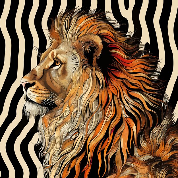 Vector handmade_vector_illustration_of_lion_in_vector