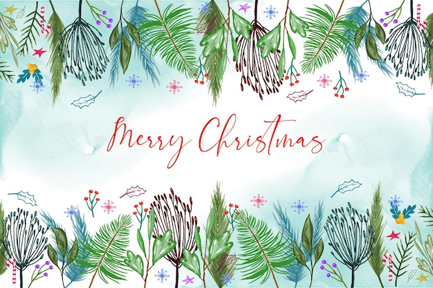 Handmade watercolor christmas background design vector