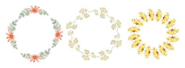 Handmade Watercolor Floral Wreath set