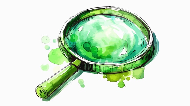 HandPainted Green Magnifying Glass Icon Isolated