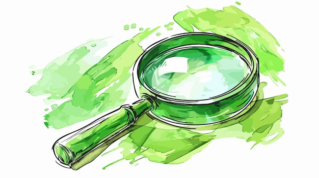 HandPainted Green Magnifying Glass Icon Isolated