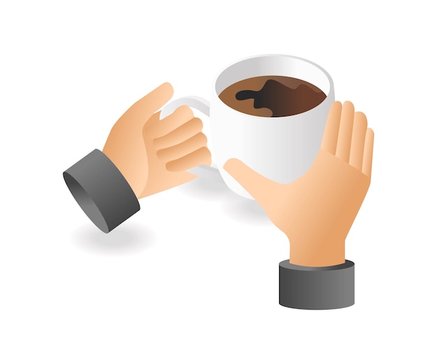 Hands carrying a cup of warm coffee