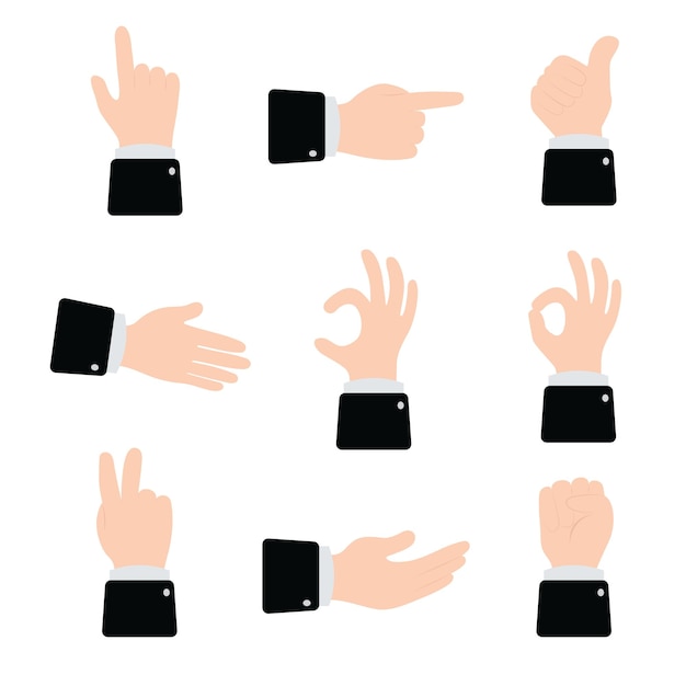 Hands collection line icon. Hand counting and hand gesture icon such as like,