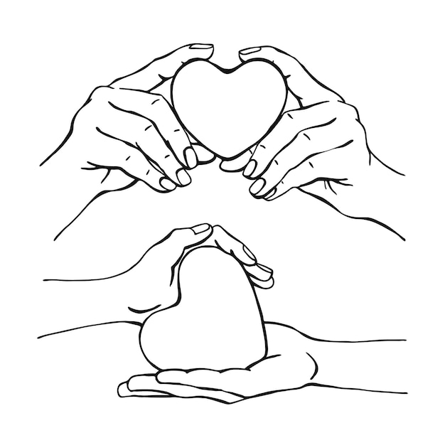 Hands holding heart Hand drawn vector illustration On white background for your design