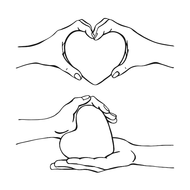 Hands holding heart Hand drawn vector illustration On white background for your design