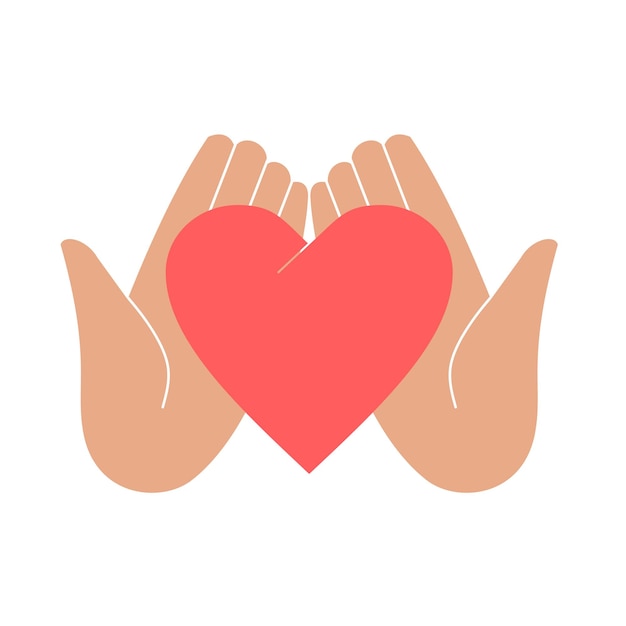 Hands holding a heart symbol of peace help cooperation or charity and volunteering