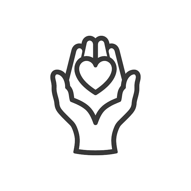 Vector hands holding a heart symbol