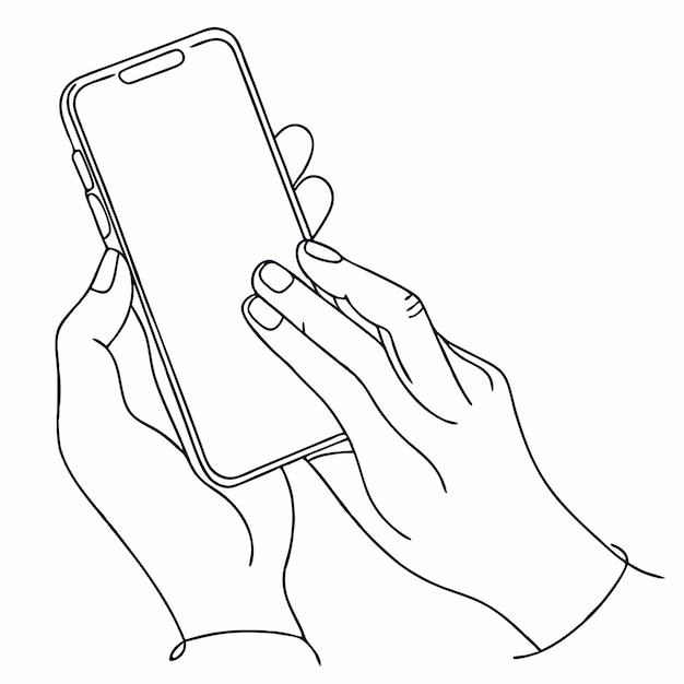 A hands holding smartphone continuous line art illustration vector illustration 1