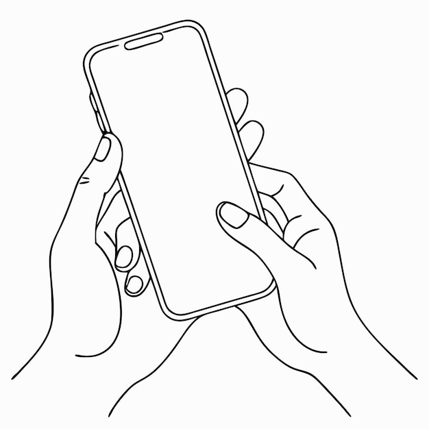 A hands holding smartphone continuous line art illustration vector illustration 2