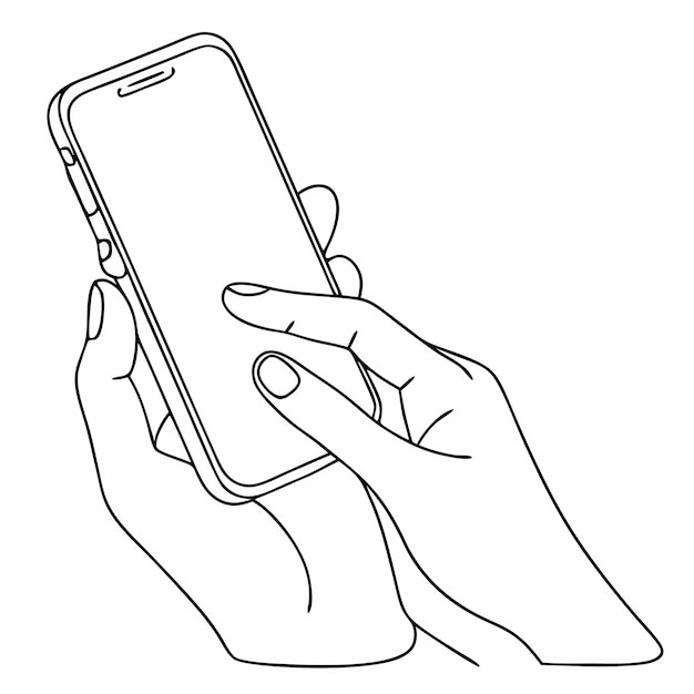 A hands holding smartphone continuous line art illustration vector illustration 5