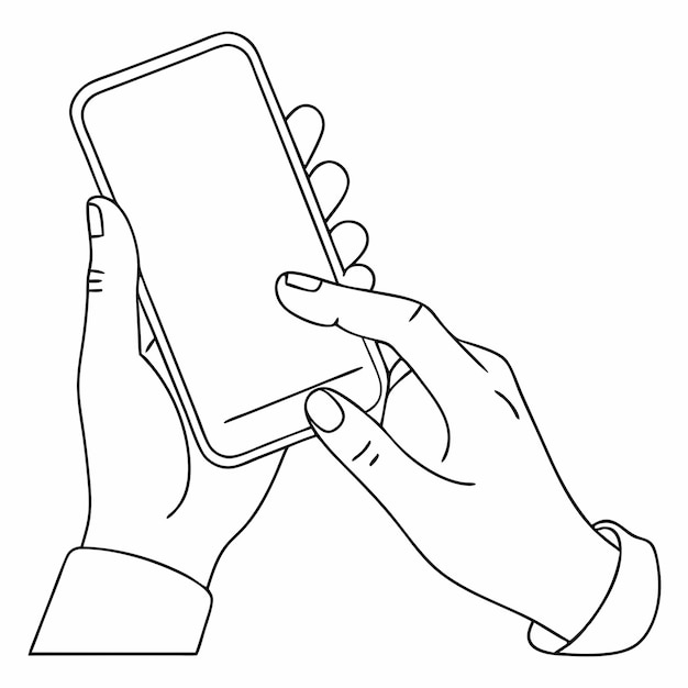 Vector a hands holding smartphone continuous line art illustration vector illustration 7