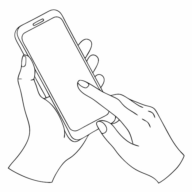 A hands holding smartphone continuous line art illustration vector illustration 8